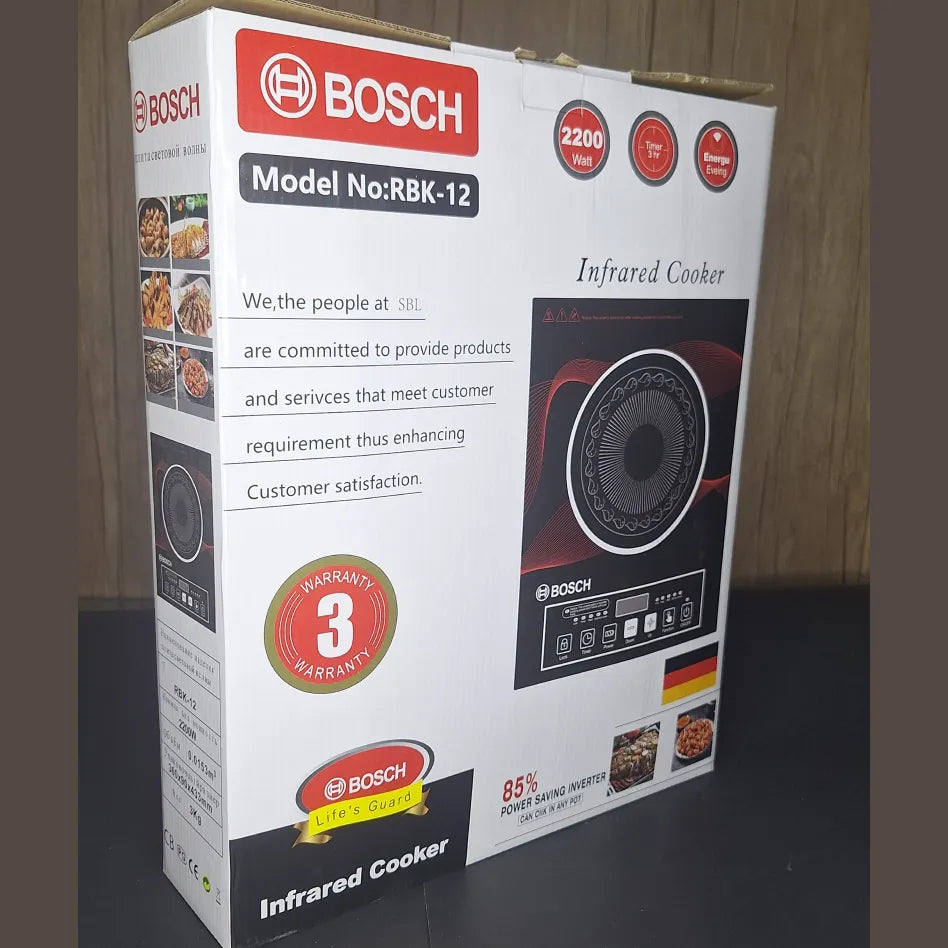 Imported BOSCH 2200W Infrared Electric Stove - Ceramic Hot Plate with Touch Control, Timer, and Waterproof Design | Energy-Efficient Induction Cooker for Home Use