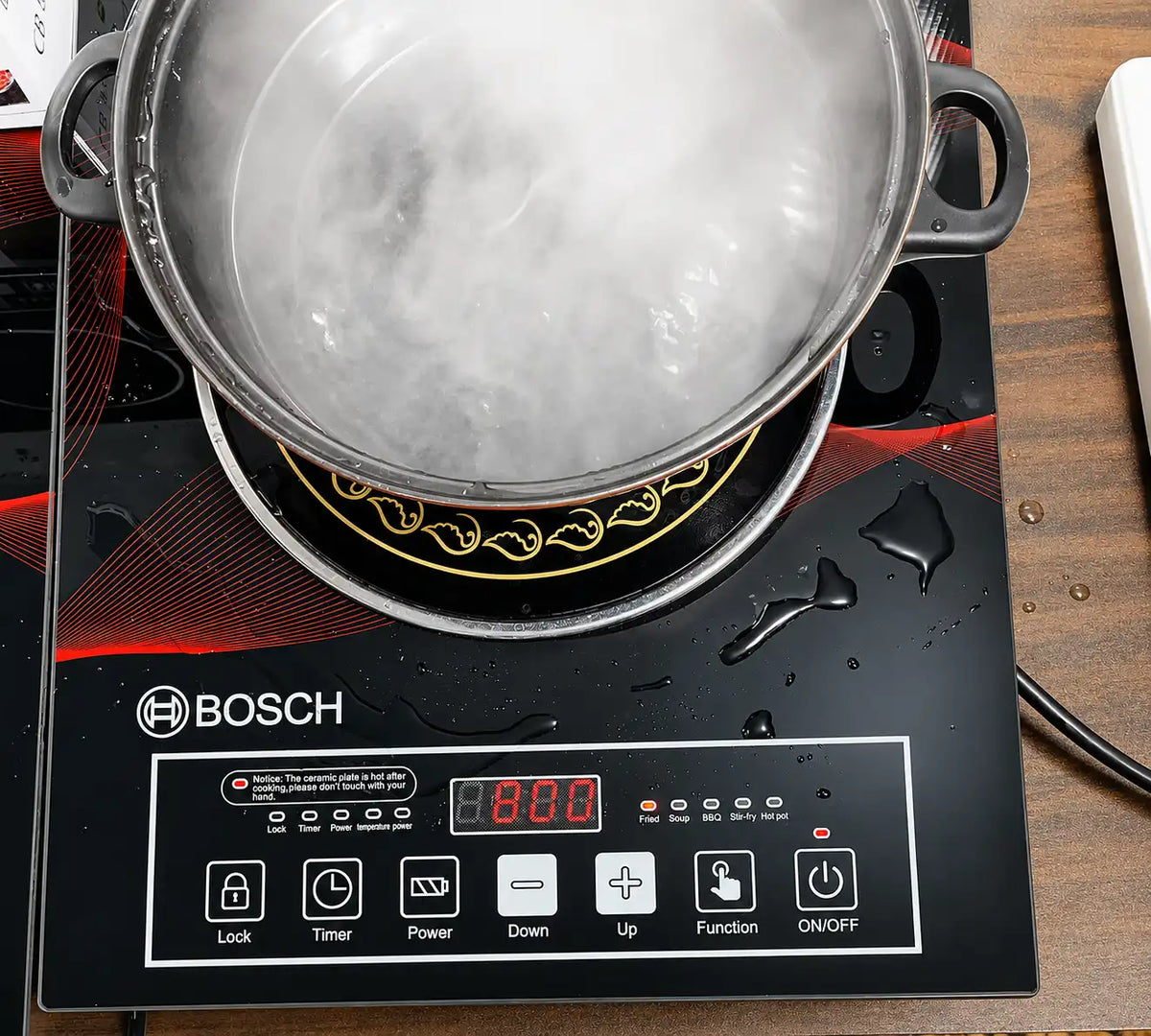 Imported BOSCH 2200W Infrared Electric Stove - Ceramic Hot Plate with Touch Control, Timer, and Waterproof Design | Energy-Efficient Induction Cooker for Home Use