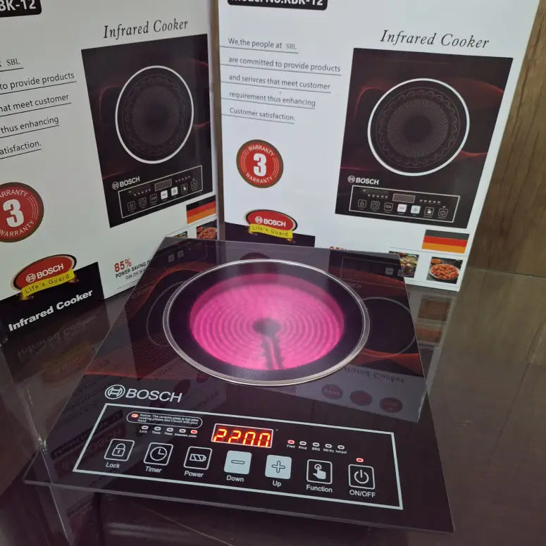 Imported BOSCH 2200W Infrared Electric Stove - Ceramic Hot Plate with Touch Control, Timer, and Waterproof Design | Energy-Efficient Induction Cooker for Home Use